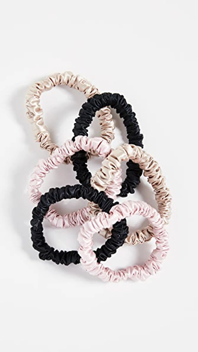 Shop Slip Silk Scrunchies 6 Pack In Pink/black/tan