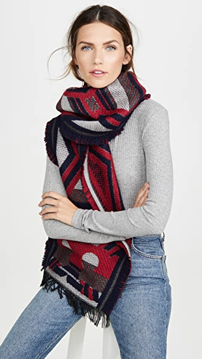 Shop Tory Burch Maverick Whipstich Oblong Scarf In Red