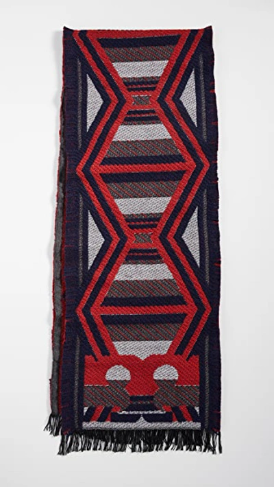 Shop Tory Burch Maverick Whipstich Oblong Scarf In Red