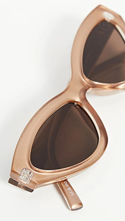 Shop Le Specs Synthcat Sunglasses In Gold Shimmer/brown Mono