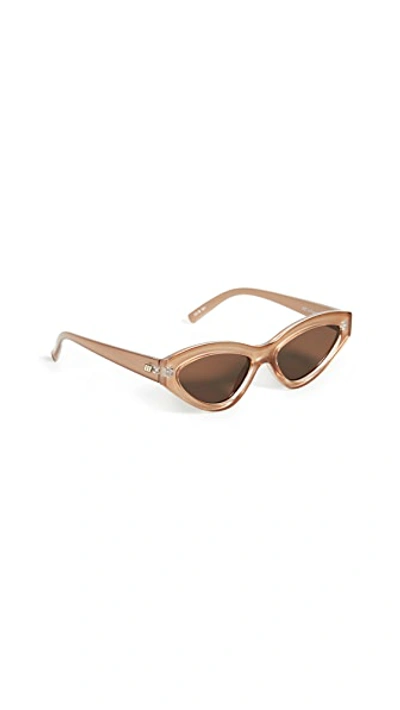 Shop Le Specs Synthcat Sunglasses In Gold Shimmer/brown Mono