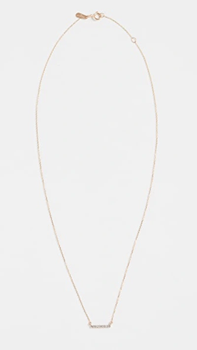 14k Gold Pave Bar Necklace