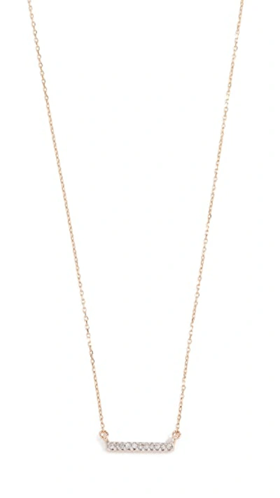 14k Gold Pave Bar Necklace