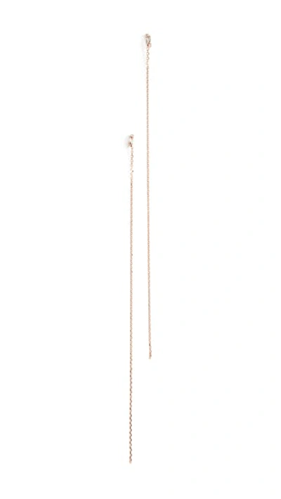 Shop Suzanne Kalan 18k Fringe Post Earrings With Chain In Rose Gold