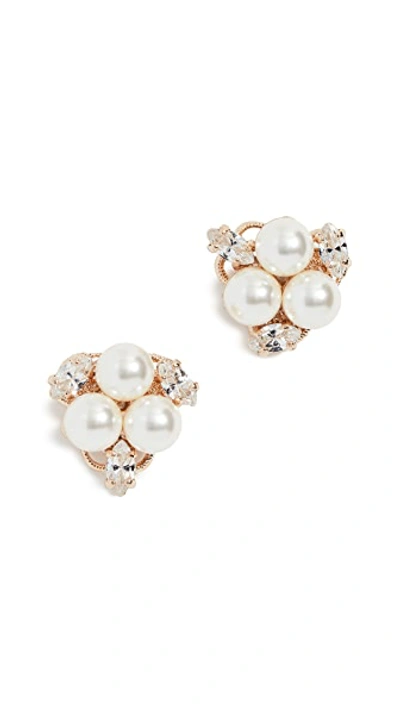Shop Anton Heunis Glass Pearl Cluster Earrings In Yellow Gold/pearl