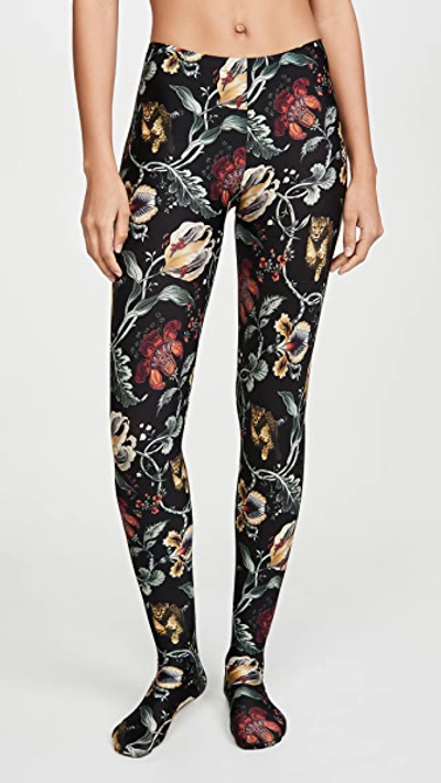 Shop Wolford Jungle Print Tights In Floral Cheetah