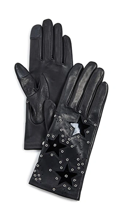 Shop Agnelle Kim Short Gloves In Black Tactile/silver