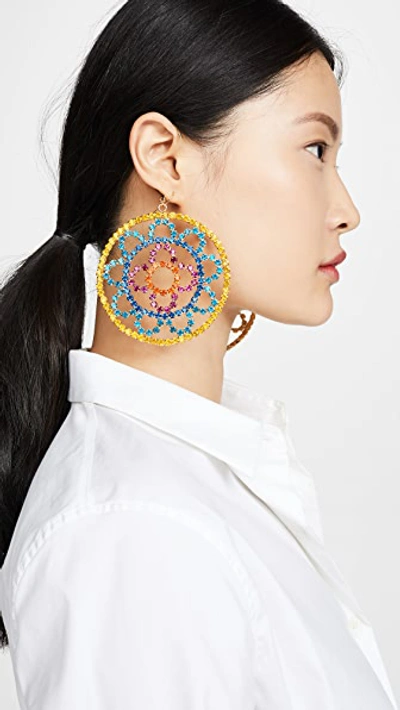 Shop Area Crystal Cupchain Crochet Earrings In Multi Color