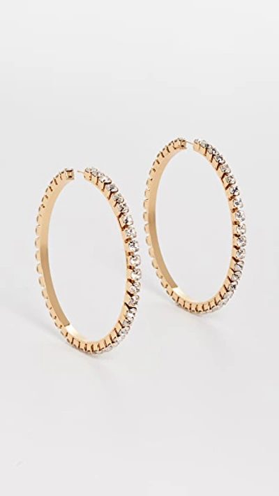 Shop Area Large Classic Round Hoops In Gold Brass/crystal