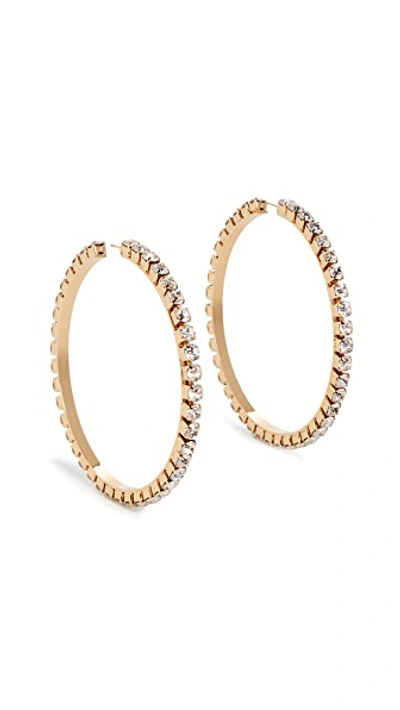 Shop Area Large Classic Round Hoops In Gold Brass/crystal