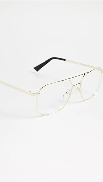 Shop The Book Club Blue Light Bored Of The Flings Reading Glasses In Gold/clear