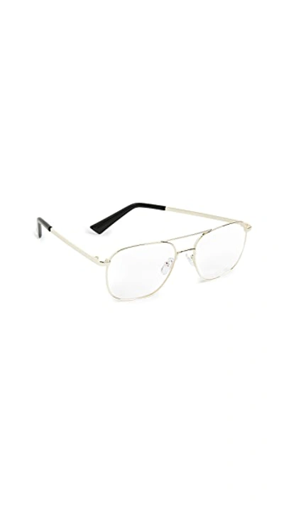 Shop The Book Club Blue Light Bored Of The Flings Reading Glasses In Gold/clear