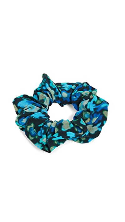 Shop Ganni Silk Mix Scrunchie In Azure Blue