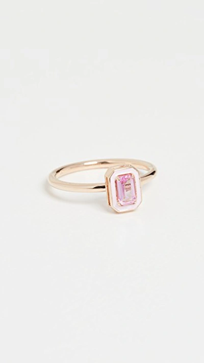 Shop Alison Lou 14k Enamel Stack Ring In Pink Sapphire