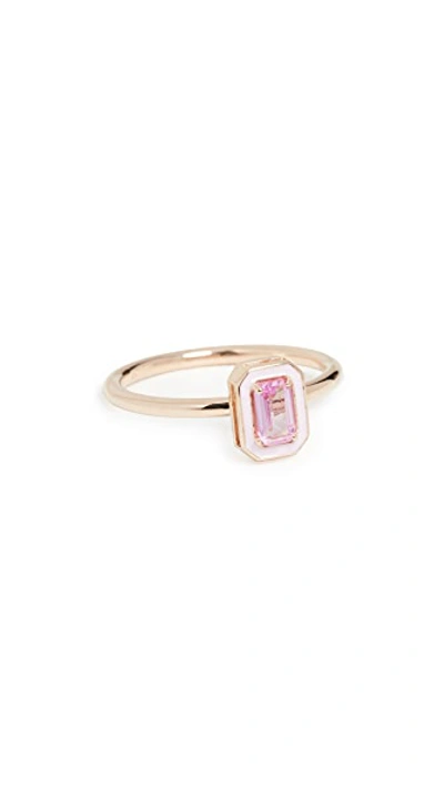 Shop Alison Lou 14k Enamel Stack Ring In Pink Sapphire
