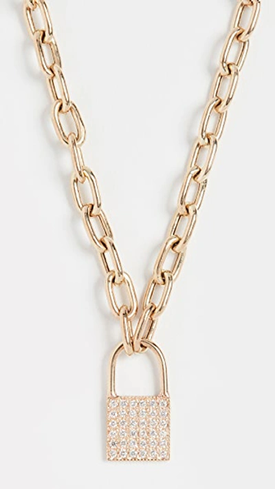 Shop Zoë Chicco 14k Gold Small Padlock Necklace In Yellow