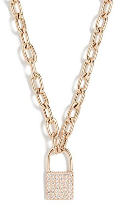 Shop Zoë Chicco 14k Gold Small Padlock Necklace In Yellow