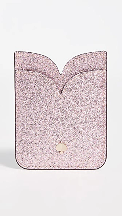 Shop Kate Spade Glitter Double Sticker Pocket In Rose Gold
