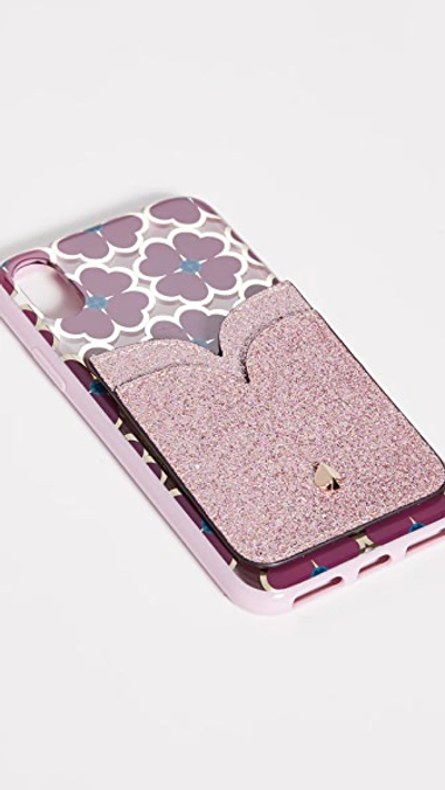 Shop Kate Spade Glitter Double Sticker Pocket In Rose Gold