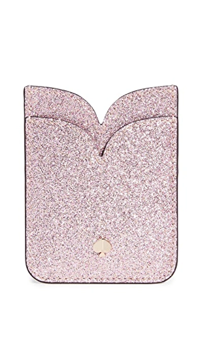 Shop Kate Spade Glitter Double Sticker Pocket In Rose Gold