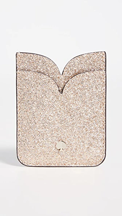 Shop Kate Spade Glitter Double Sticker Pocket In Pale Gold