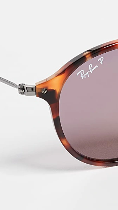 Shop Ray Ban Rb2447 Round Fleck Polarized Sunglasses In Red Havana/brown