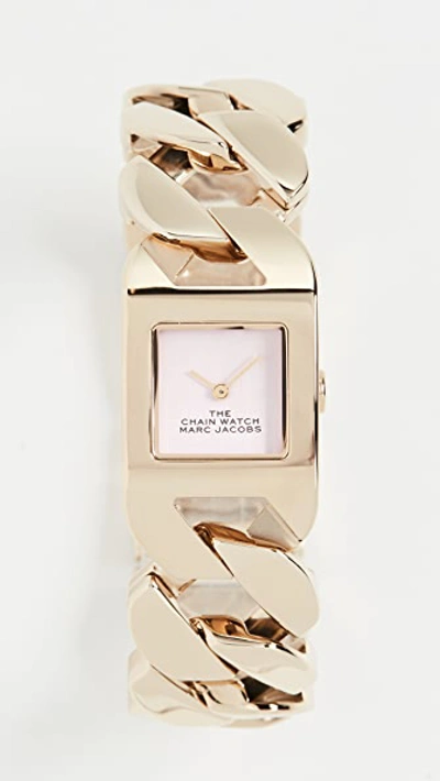 Shop The Marc Jacobs The Chain Watch 22mm In Gold/pink