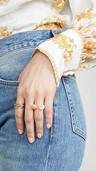 Shop Sophie Monet The Pearl Point Ring In Wood/pearl