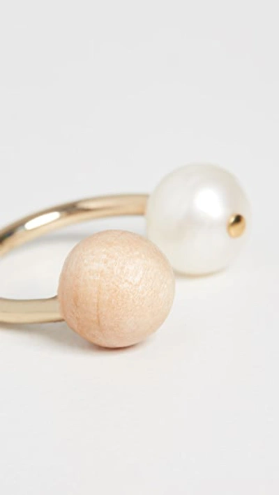 Shop Sophie Monet The Pearl Point Ring In Wood/pearl