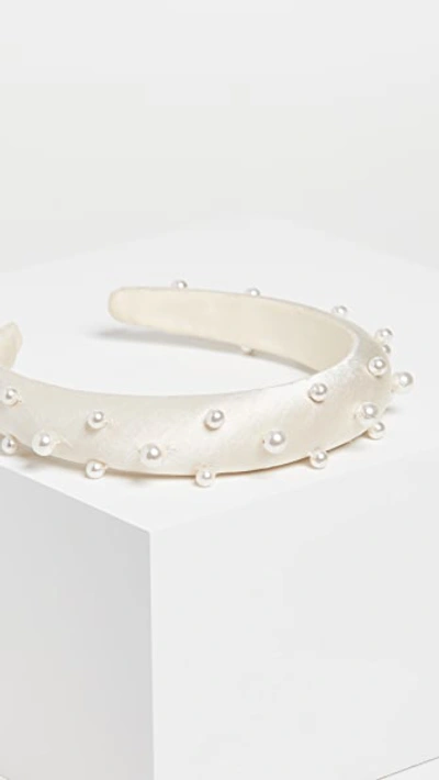 Shop Jennifer Behr Sascha Headband In Hammered Silk In Cream