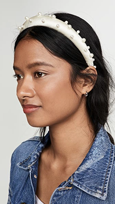 Shop Jennifer Behr Sascha Headband In Hammered Silk In Cream