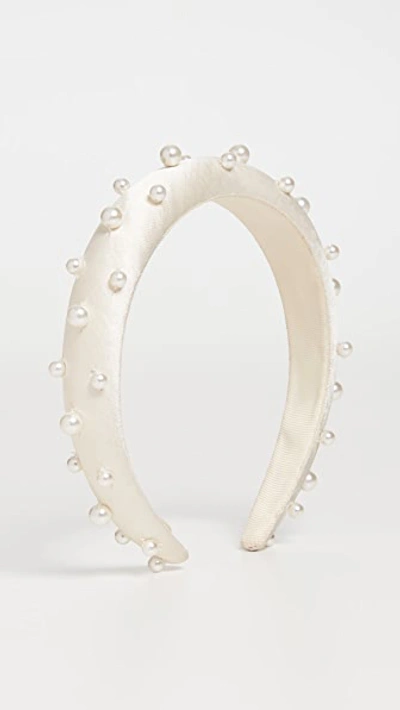 Shop Jennifer Behr Sascha Headband In Hammered Silk In Cream