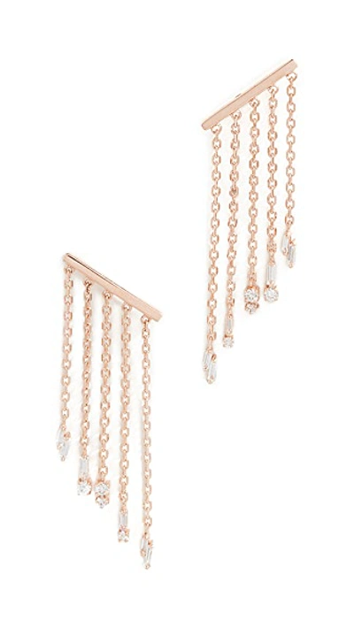 Shop Suzanne Kalan 18k Fringe Post Earrings In Rose Gold
