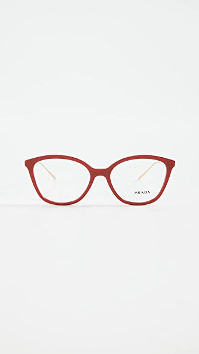 Shop Prada Rounded Glasses In Purple Red