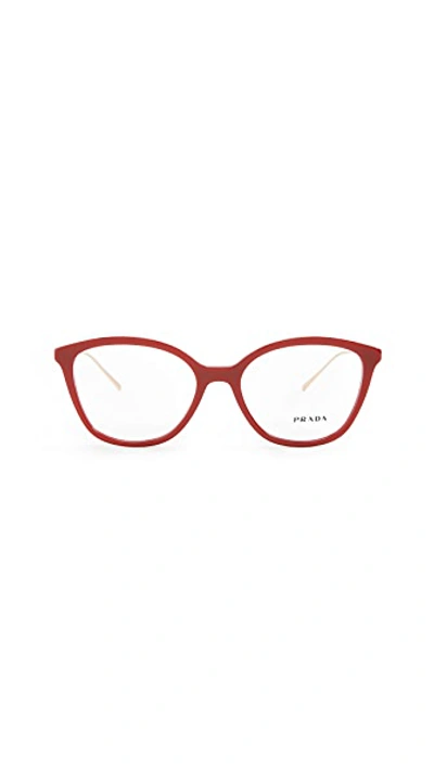 Shop Prada Rounded Glasses In Purple Red