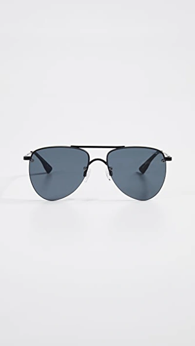 Shop Le Specs The Prince Sunglasses In Matte Black/smoke Mono