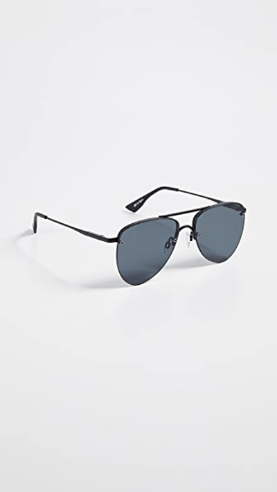 Shop Le Specs The Prince Sunglasses In Matte Black/smoke Mono