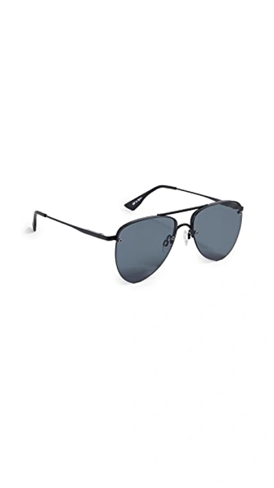 Shop Le Specs The Prince Sunglasses In Matte Black/smoke Mono