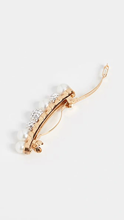 Shop Lele Sadoughi Mixed Imitation Pearl And Crystal Barrette In Crystal/pearl