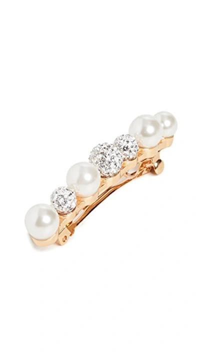 Shop Lele Sadoughi Mixed Imitation Pearl And Crystal Barrette In Crystal/pearl
