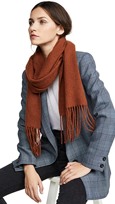 Acne Studios Fringed Mélange Wool Scarf In Rust Melange