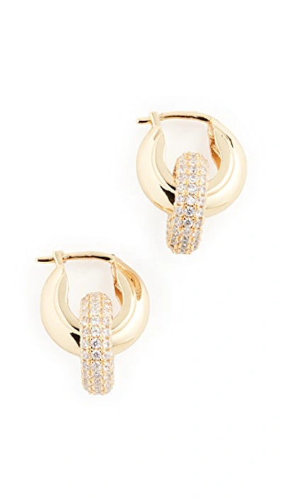 Shop Luv Aj The Pave Interlock Hoops In Gold