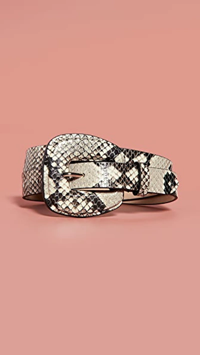 Shop Veronica Beard Elsy Belt In Natural Embossed Snake