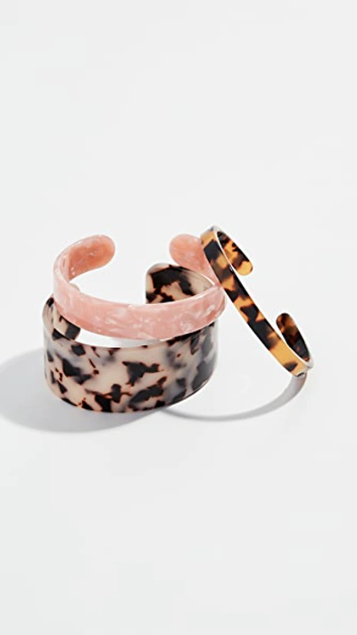 Shop Shashi Lucite Cuff Set In Pink/tort/light Tort