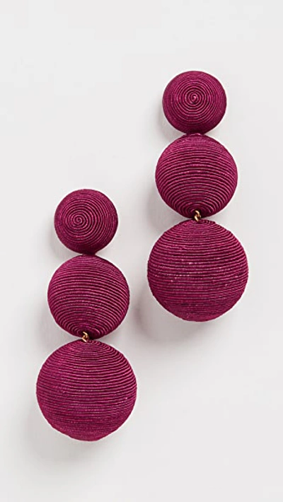 Shop Rebecca De Ravenel Classic 3 Drop Earrings In Bomba Berry