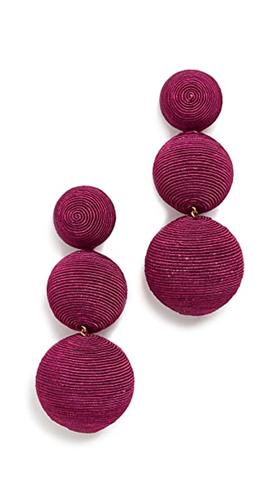 Shop Rebecca De Ravenel Classic 3 Drop Earrings In Bomba Berry