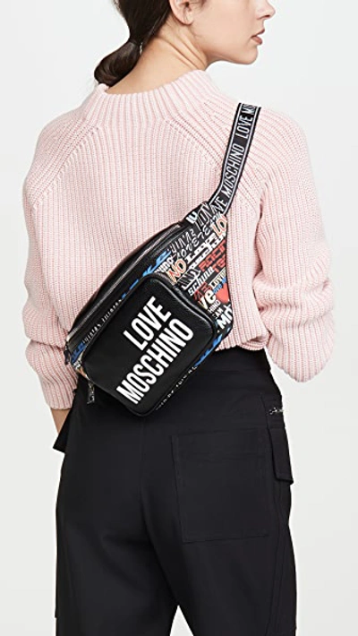 Shop Moschino Belt Bag In Multicolor/black