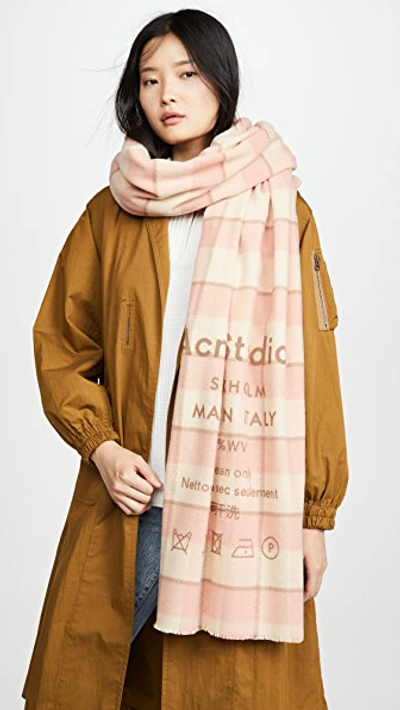 Acne Studios Cassiar Logo-print Wool Scarf In Pink | ModeSens