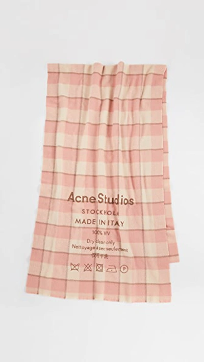 Shop Acne Studios Cassiar Check Scarf In Wheat Beige/pink
