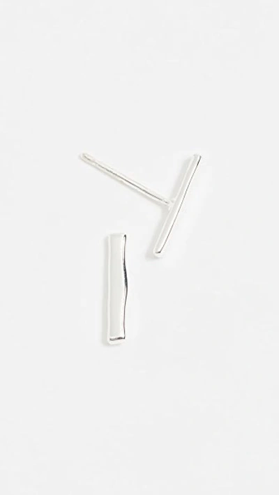 Shop Gorjana Taner Bar Mini Stud Earrings In Silver